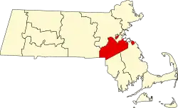 State map highlighting Norfolk County