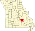 A state map highlighting Dent County in the southeastern part of the state.