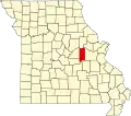 A state map highlighting Gasconade County in the eastern part of the state.