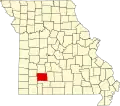 A state map highlighting Greene County in the southwestern part of the state.