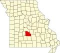 A state map highlighting Laclede County in the southern part of the state.