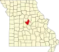 A state map highlighting Moniteau County in the middle part of the state.