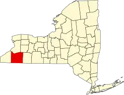 Map of New York highlighting Cattaraugus County