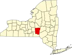 Map of New York highlighting Chenango County