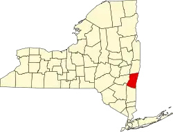Map of New York highlighting Columbia County
