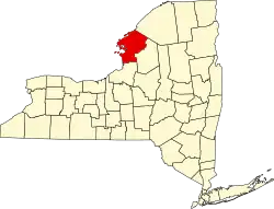 Map of New York highlighting Jefferson County
