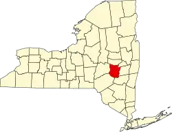 State map highlighting Schoharie County