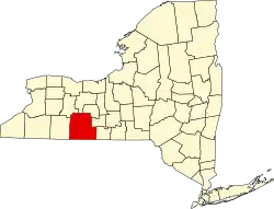 Map of New York highlighting Steuben County