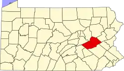 Map of Pennsylvania highlighting Schuylkill County