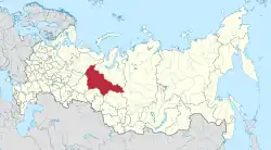 Location of Khanty-Mansi Autonomous Okrug–Yugra