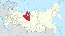 Map showing Yamalo-Nenetsia in Russia