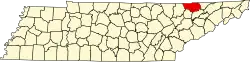 State map highlighting Claiborne County