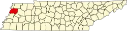 State map highlighting Dyer County