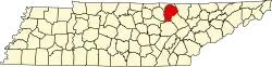 State map highlighting Fentress County