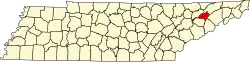 State map highlighting Hamblen County