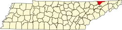 State map highlighting Hancock County