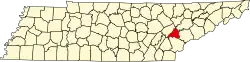 State map highlighting Loudon County
