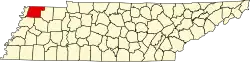 State map highlighting Obion County
