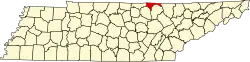 State map highlighting Pickett County