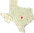State map highlighting Burnet County