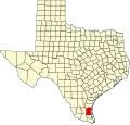 State map highlighting Kenedy County