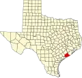 State map highlighting Matagorda County