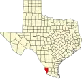 State map highlighting Zapata County