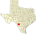 State map highlighting Zavala County