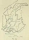 Map of Tribal Territory north of Peshawar district of the North-West Frontier Province (1916)