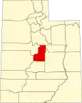 State map highlighting Sanpete County