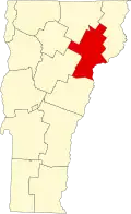 State map highlighting Caledonia County