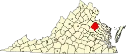 Map of Virginia highlighting Caroline County