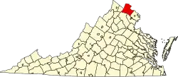 Map of Virginia highlighting Loudoun County
