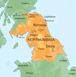 Northumbria at its greatest extent around 700