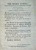 Decree with which Marie Louise Italianized her name as Maria Luigia