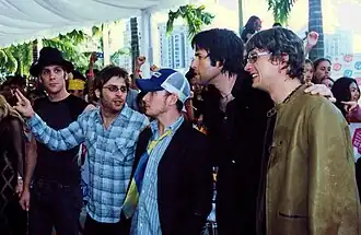 Matchbox Twenty at the MTV Asia Awards in 2003. Left to right: Kyle Cook, Brian Yale, Paul Doucette, Adam Gaynor, Rob Thomas