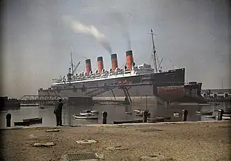 Mauretania photographed in 1928 via the Autochrome Lumiere process.