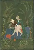 Anal sex between two males. Watercolour on paper. Around 1660 – 1720, Safavid Iran.