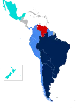 Dark blue: full members. Red: suspended members. Blue: associated members. Cyan: observers.