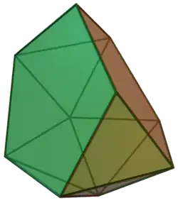 Metabidiminished icosahedron: a Johnson solid obtained by removing two pentagonal pyramids from a regular icosahedron, resulting in ten triangles and two pentagons. It is C2v symmetry of order 4.[20][19]