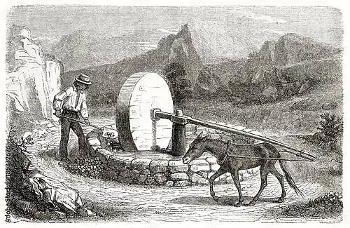 Californio miner processing ore, c. 1862