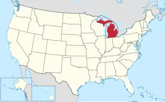Location of Michigan within the United States