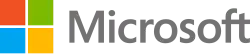 Microsoft logo, depicting a square divided into four sub-squares, colored red-orange, green, yellow and blue (clockwise), with the company name appearing to its right