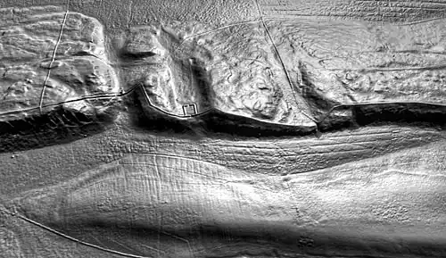 A lidar view of the section of Hadrian's Wall that includes Milecastle 39 and the Sycamore Gap