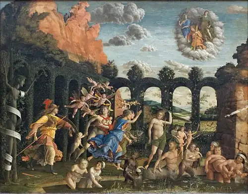Minerva Expelling the Vices from the Garden of Virtue (1502) by Andrea Mantegna[233][232][234]