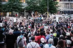 Protesters in&nbsp;Minneapolis&nbsp;where George Floyd was murdered and the unrest began on 26 May 2020.