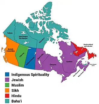 Largest minority religion in Canada by province/territory, 1991 census