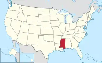 Location of Mississippi within the United States