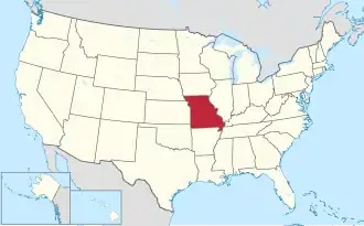 Location of Missouri within the United States