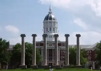 Photograph of Jesse Hall and the Columns at the University of Missouri